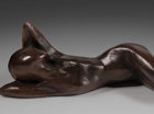 A free standing study of a sleeping girl about to wake.
Patinated in a mid bronze.